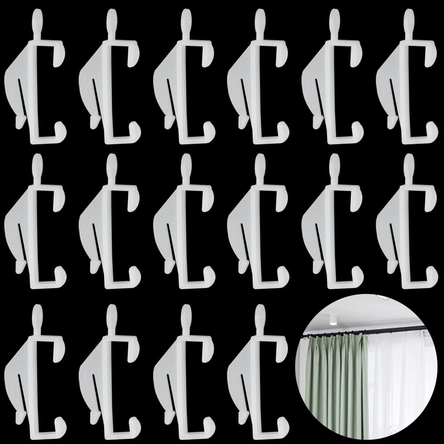 50 PCS Curtain Track Hooks Gliders Curtain Rail Gliders Track Curtain ...