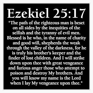 Ezekiel 25:17 - Full Passage Sticker Vinyl Bumper Sticker 6 Mil Thick - Size 5" Price In India