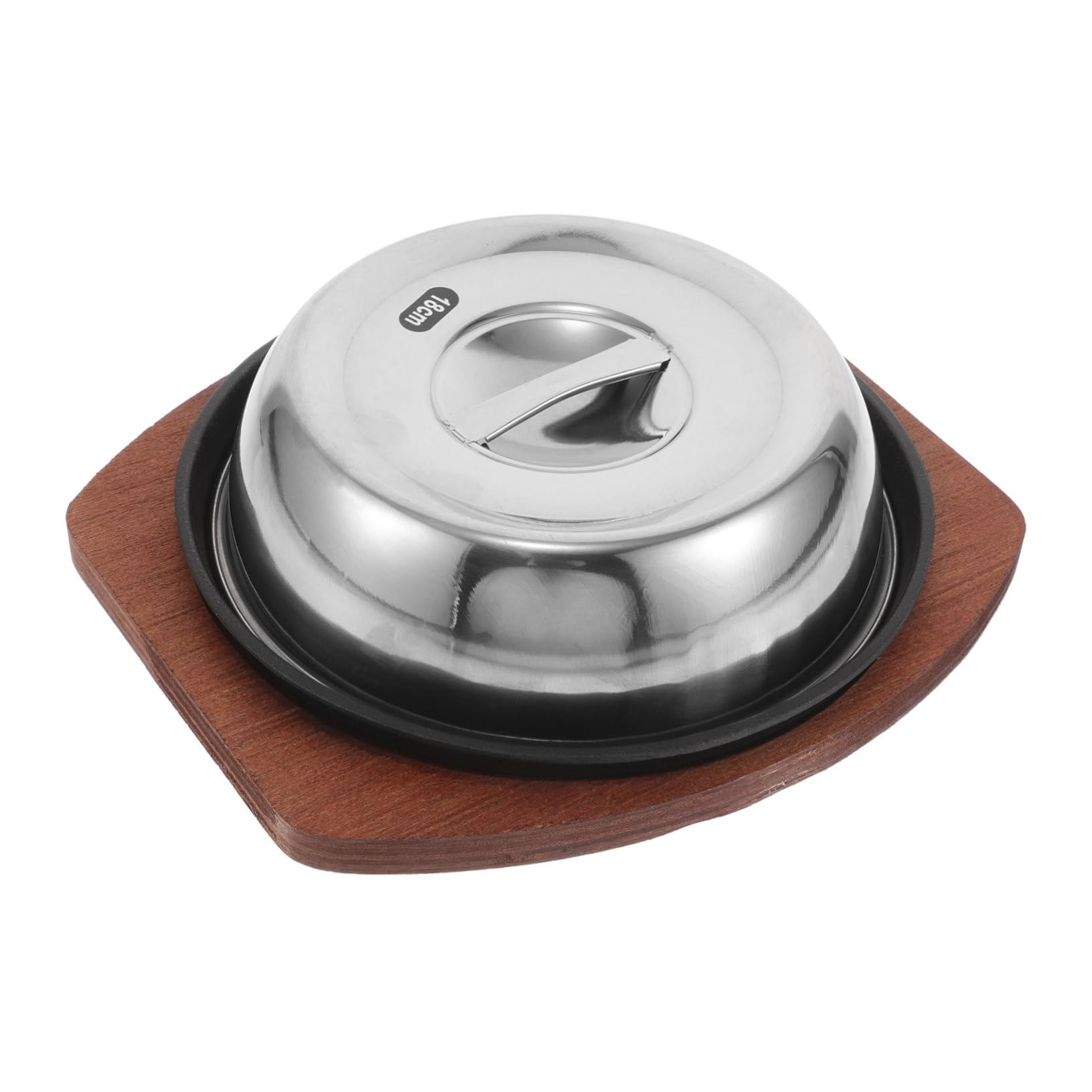 Poêle à steak en fonte avec couvercle iplusmile ronde 19 cm 3 pièces