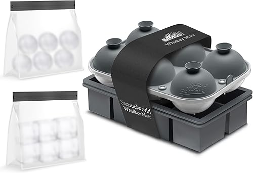Miniatura 11 de Samuelworld Combo de Bandeja de Hielo Premium (16 Cubitos de Hielo/6 Bolas de Hielo), Fabricador de Esferas de Hielo Grandes y Bandejas de Cubitos