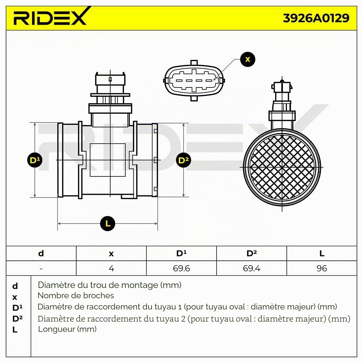 RIDEX 3926A0129 Débitmètre d'air Compatible avec OPEL Corsa D 3/5 portes S07