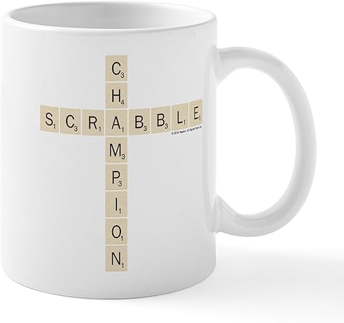 Miniatura 64 de CafePress Scrabble Champion - Taza de café de cerámica (11.0 fl oz) 2-Blanco/Negro Interior - Scrabble Champion,Blanco - Logo,Blanco - Logo