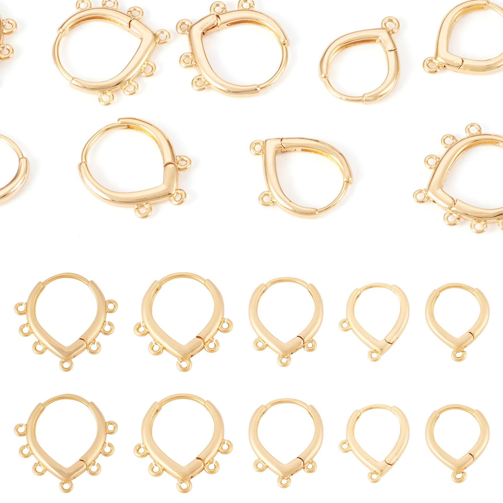 10 Pcs Real 18K Gold Plated Hoop Earrings Golden Dangle Earrings Fashion Huggie Earrings Findings for Women Jewelry Making Wedding Valentines Day