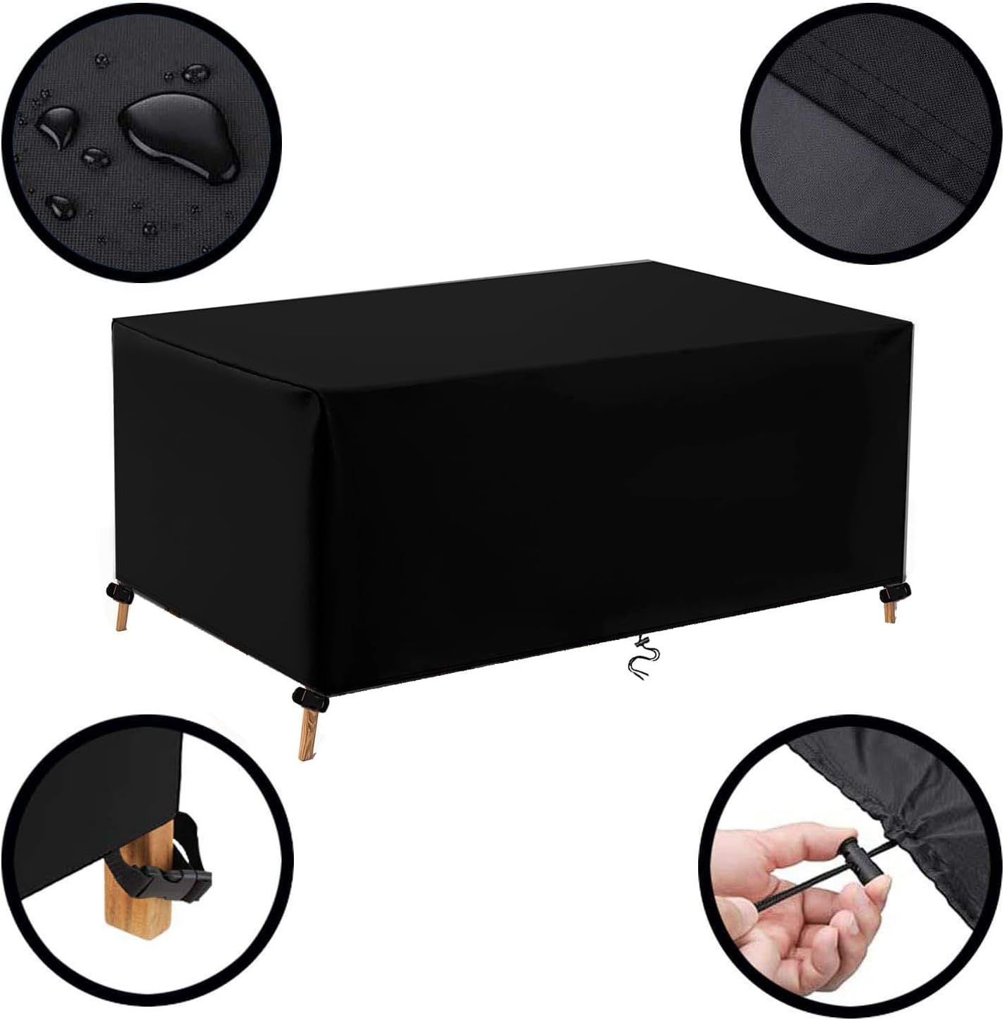 Patio Furniture Covers, Outdoor Table Covers Waterproof Rectangle, 600D Outdoor Furniture Covers, Wind Dust Proof Anti-UV Durable Patio Sectional Couch Cover 76"L x 26"W x 24"H / 190x65x60cm