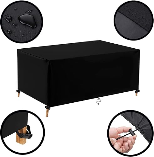 Miniatura 2 de Fundas para muebles de patio, fundas de mesa para exteriores, impermeables, rectangulares, 600D, fundas para muebles de exterior, a prueba de