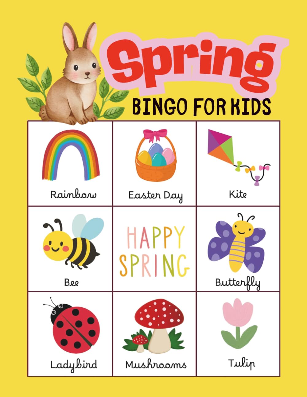 Spring Bingo for Kids: Seasonal Games for Preschoolers, Spring Day Activity for Primary School