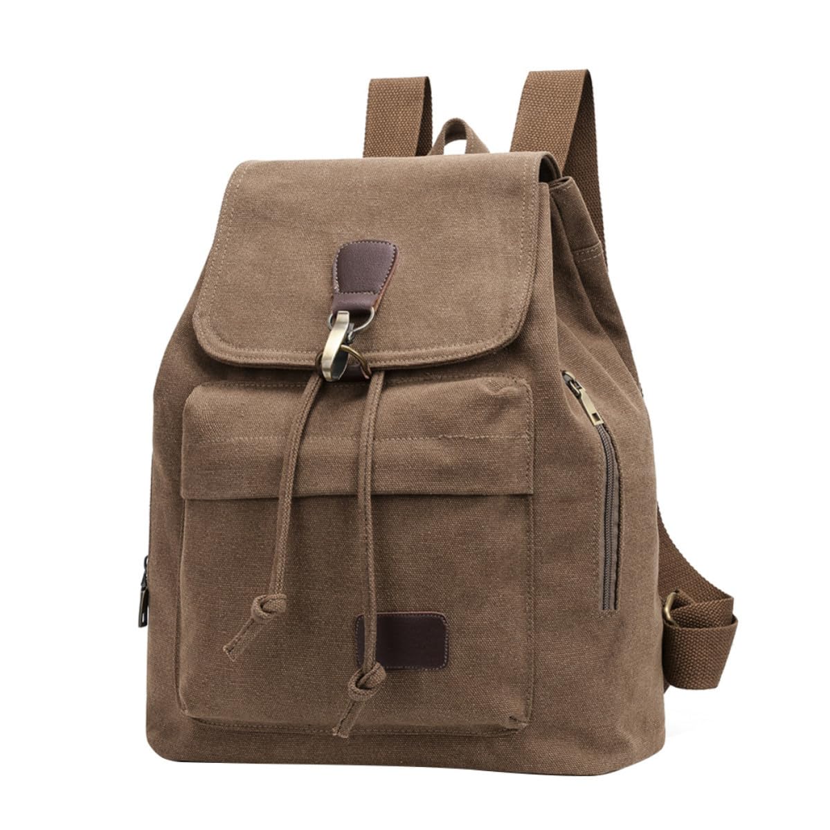 Mochila de lona para mujer con múltiples posiciones de carga y amplio espacio interior café 8