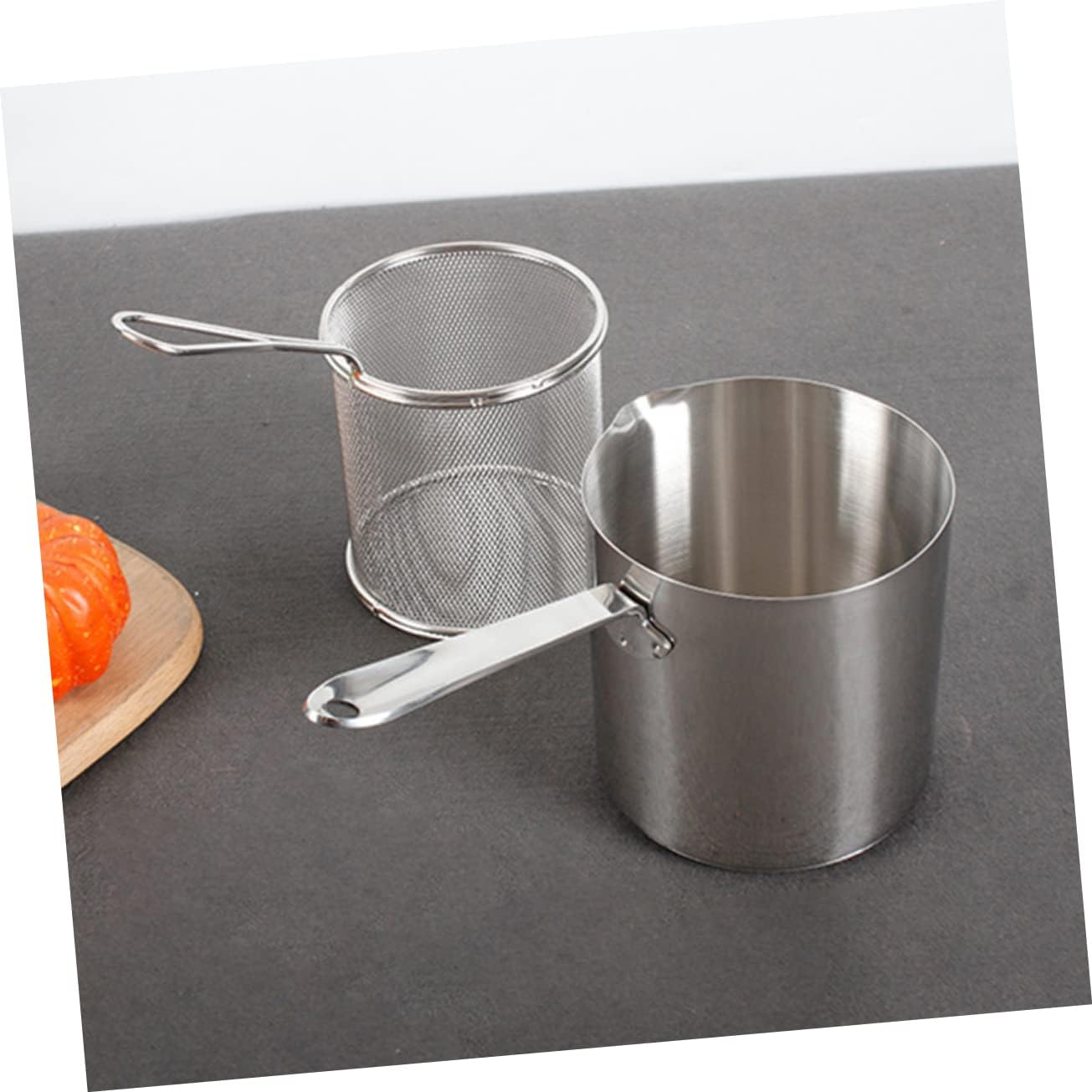 Ciieeo Stainless Steel Deep Pan Stir Fry Pan Outdoor Fryer Deep Fry Basket Pasta Basket