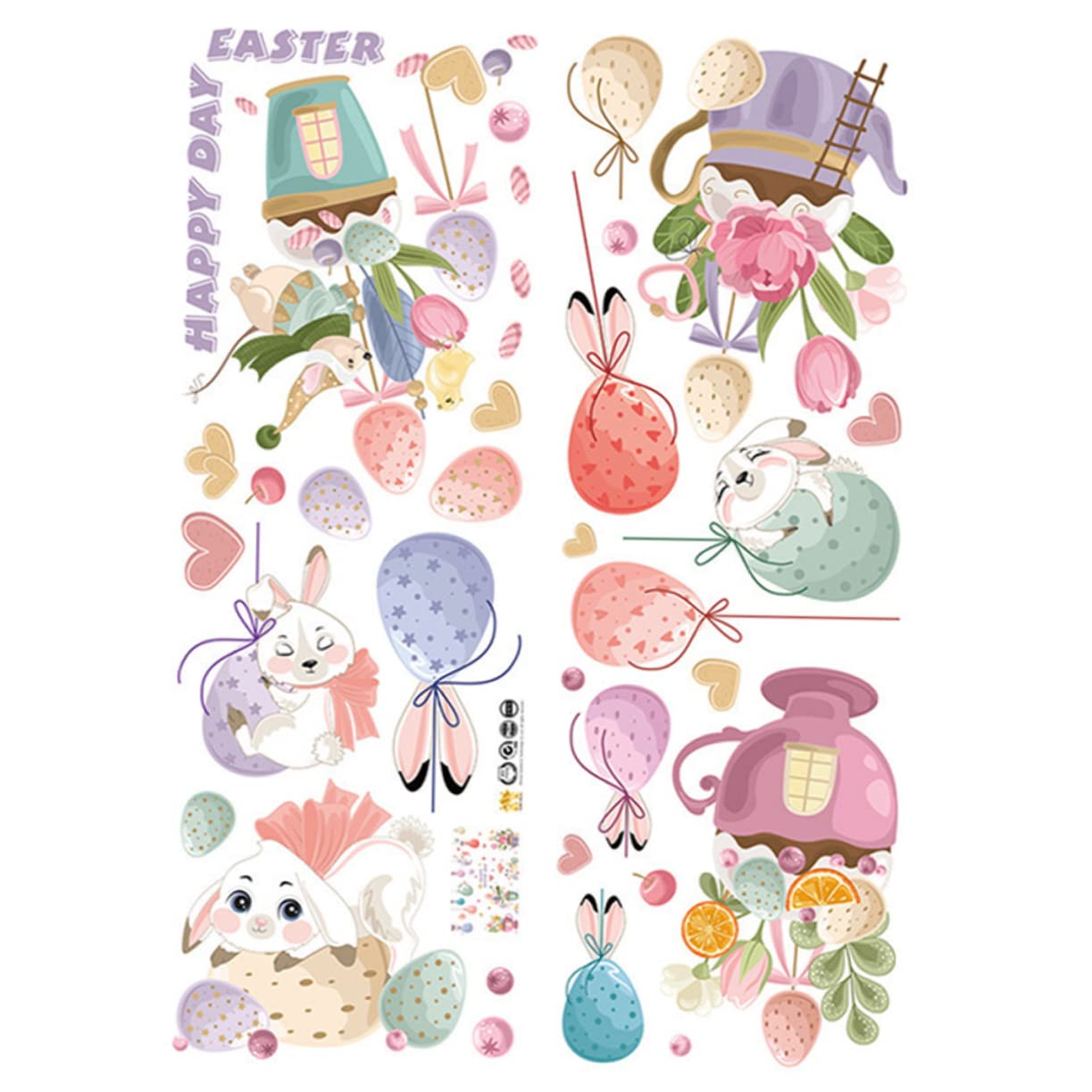MAGICLULU 6 Juegos Etiqueta de la pared de Pascua vinilo infantil decoración infantil pegatinas de azulejos pegatinas de ventana del festival de primavera Gel calcomanías de ventana