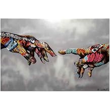 Ltt-Ydd-Ccl Banksy-Hands of God Creation of Adam-Canvas Paintings Art Reproduction Canvas Wall Art Canvas Pictures for Living Room and Bedroom Home DecorUnframed-60x90cm-24x35inch