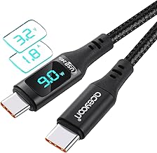 aceyoon USB C to USB C Cable with LED Display, PD Fast Charging, 240W USB C Charger Cable (2m), Compatible with iPhone 15 Series, Samsung Galaxy S24/S23/S22, Huawei, Google Pixel
