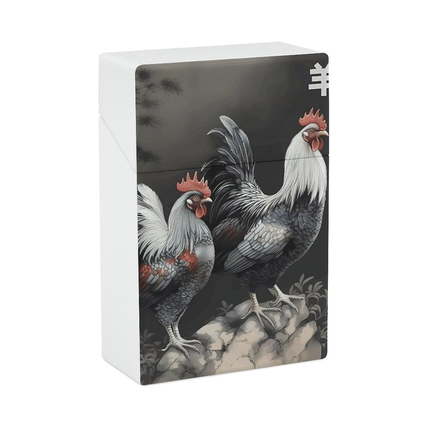 Rooster Pattern Cigarette Case for King Size Retro Holder Case with Exquisite Carved Patterns Box 20 Regular Size Cigarettes