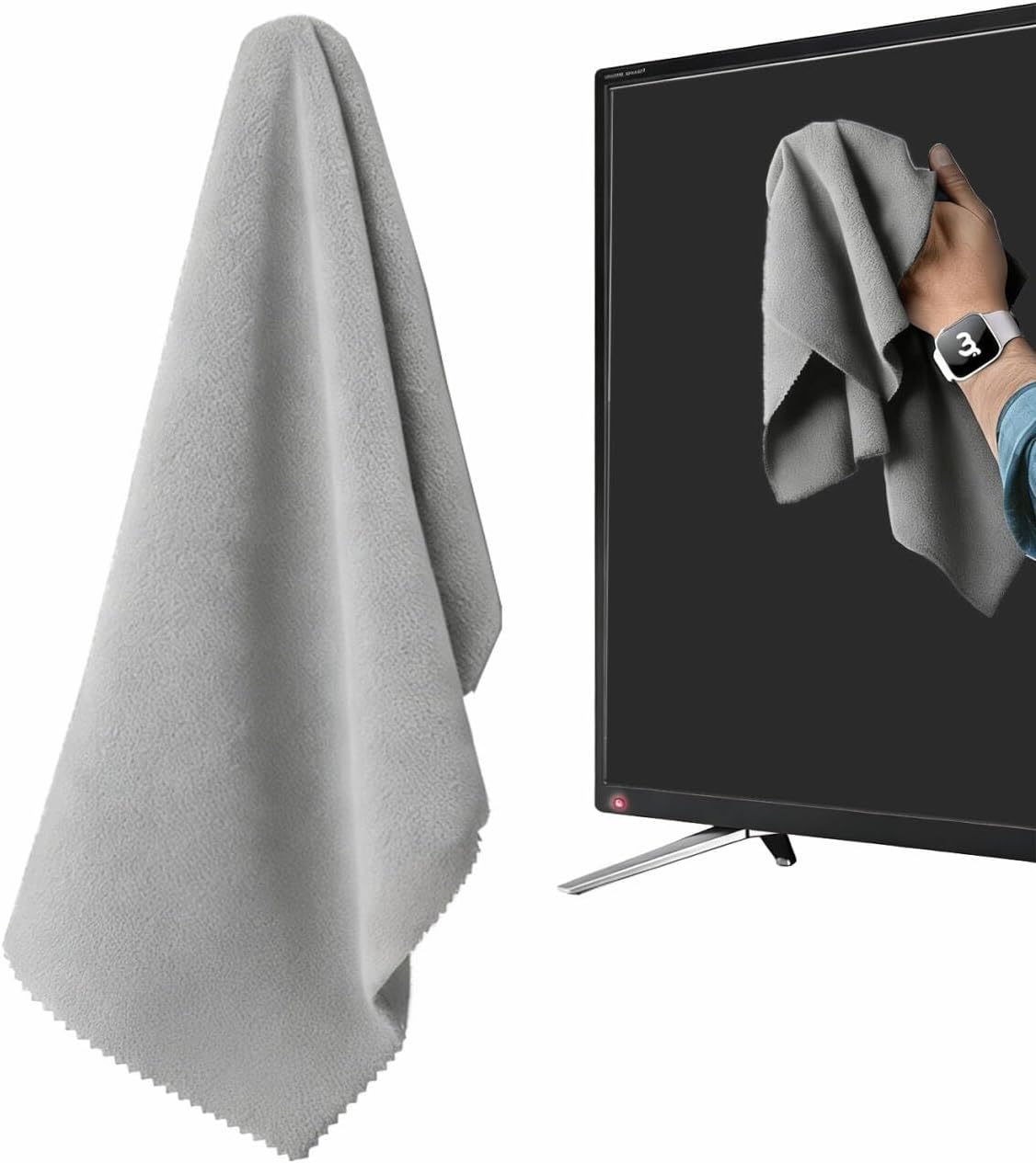 16x16 Inch Extra Large Microfiber Cloth – Streak-Free Cleaning for TV, Monitor, Window, Mirror, Glasses, VR, Camera and More