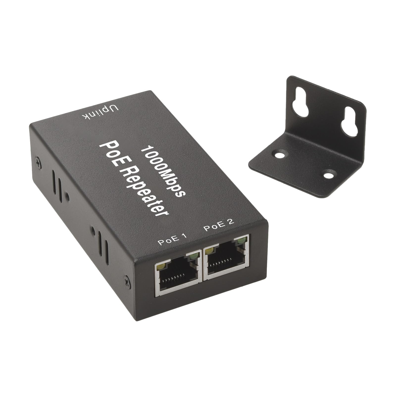 2 Port PoE Extenseur Gigabit, 1 PoE in 2 PoE Out Extender, IEEE 802.3af/at Compatibles 1000 Mbps, Wall Mount Waterproof Extension Supplémentaire de 100 m pour Caméras PoE Plug and Play