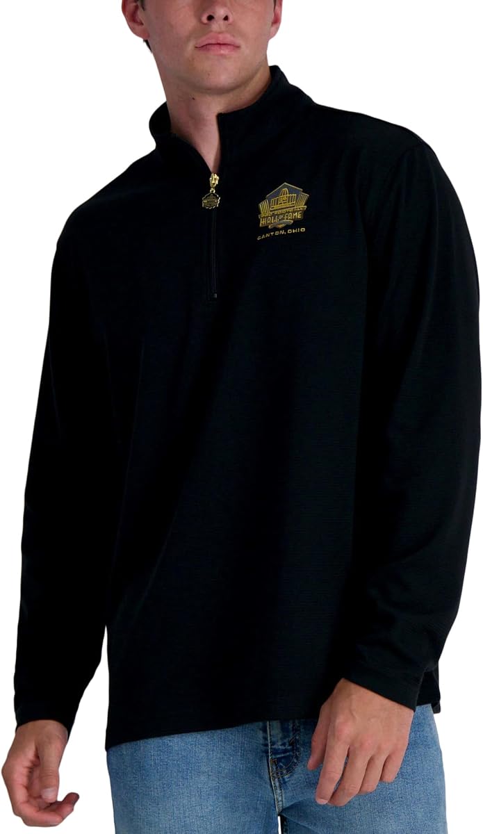 Haggar Unisex Adult Pro Football Hall of Fame Mock Neck Ribbed Quarter Zip Pullover