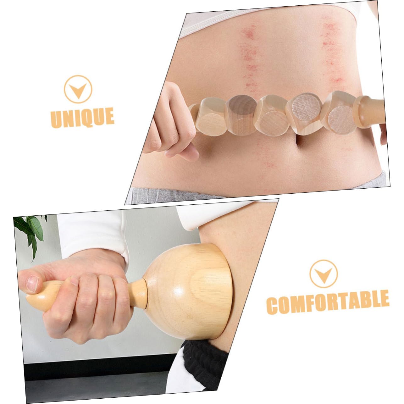 Massaggiatore Manuale in Legno 11.8" Bastone Per Massaggio Muscolare e Anticellulite Per Uso Domestico e Relax Post-esercizio