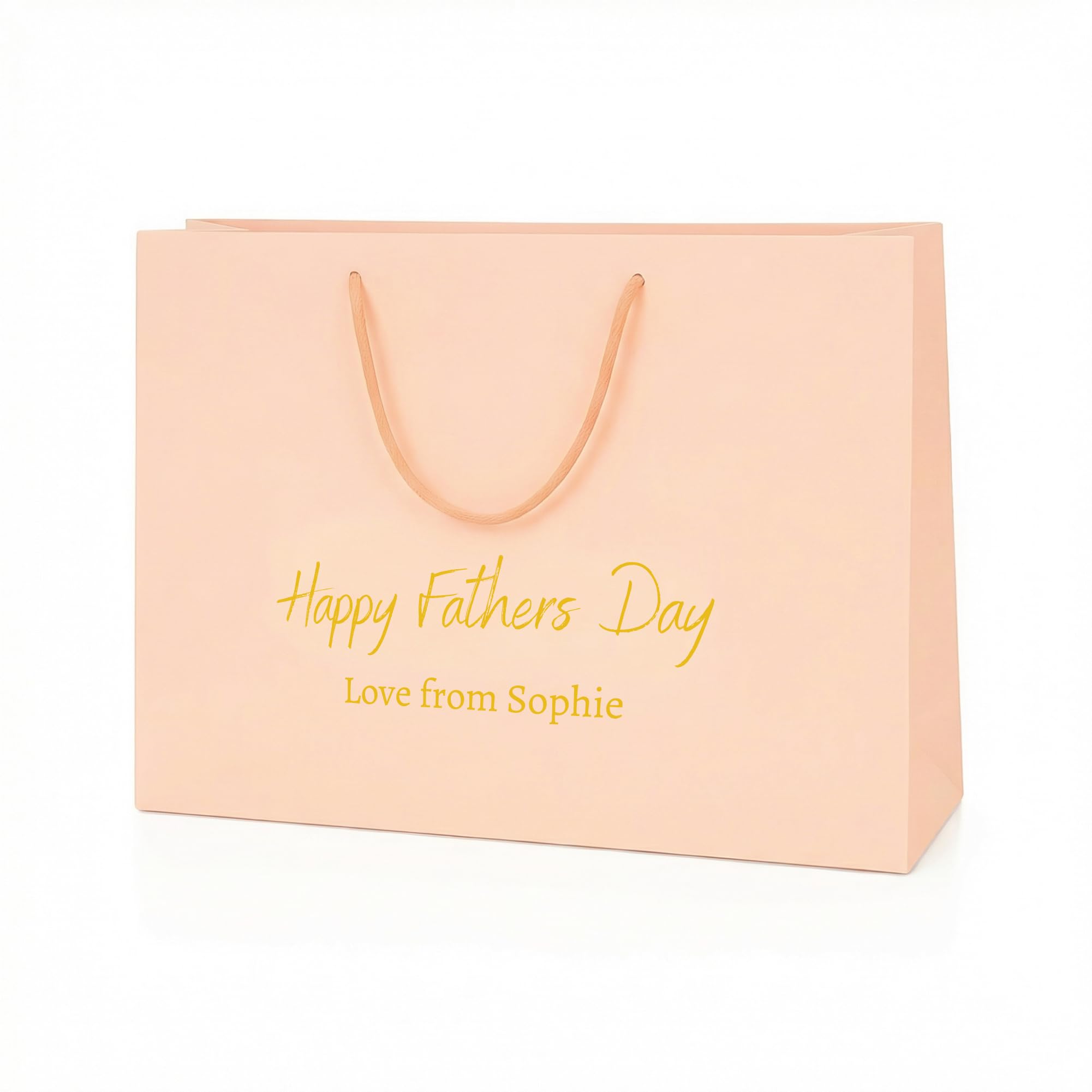COOKIES AND KOALAS Personalised Fathers Day Gift Bag – Pink Medium Wide 35x24x10 cm – Custom Name & Message Foil Print – Fathers Day Bag Pink Wide