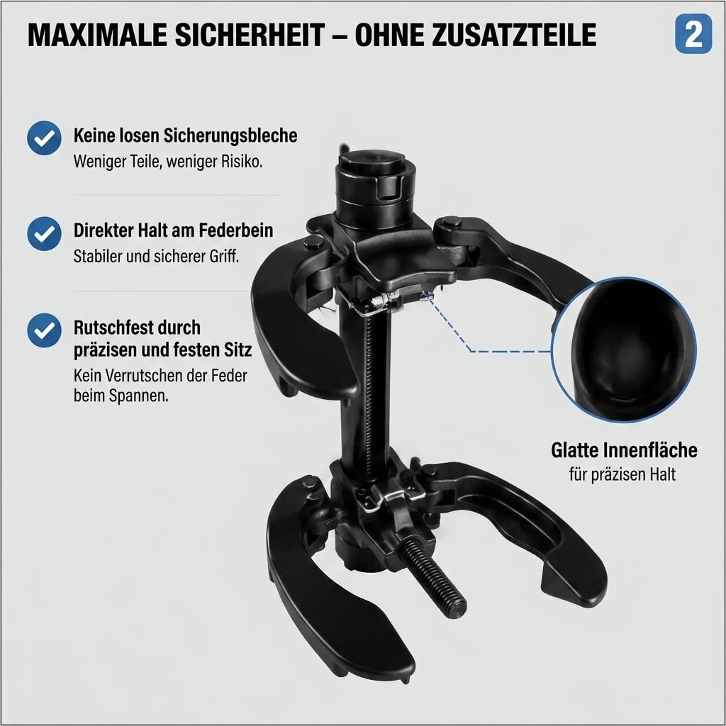 Juego de tensores de muelles de seguridad profesional para amortiguadores de coche y suspensión – tensor de suspensión universal McPherson 2300 kg – Herramienta especial para montaje de