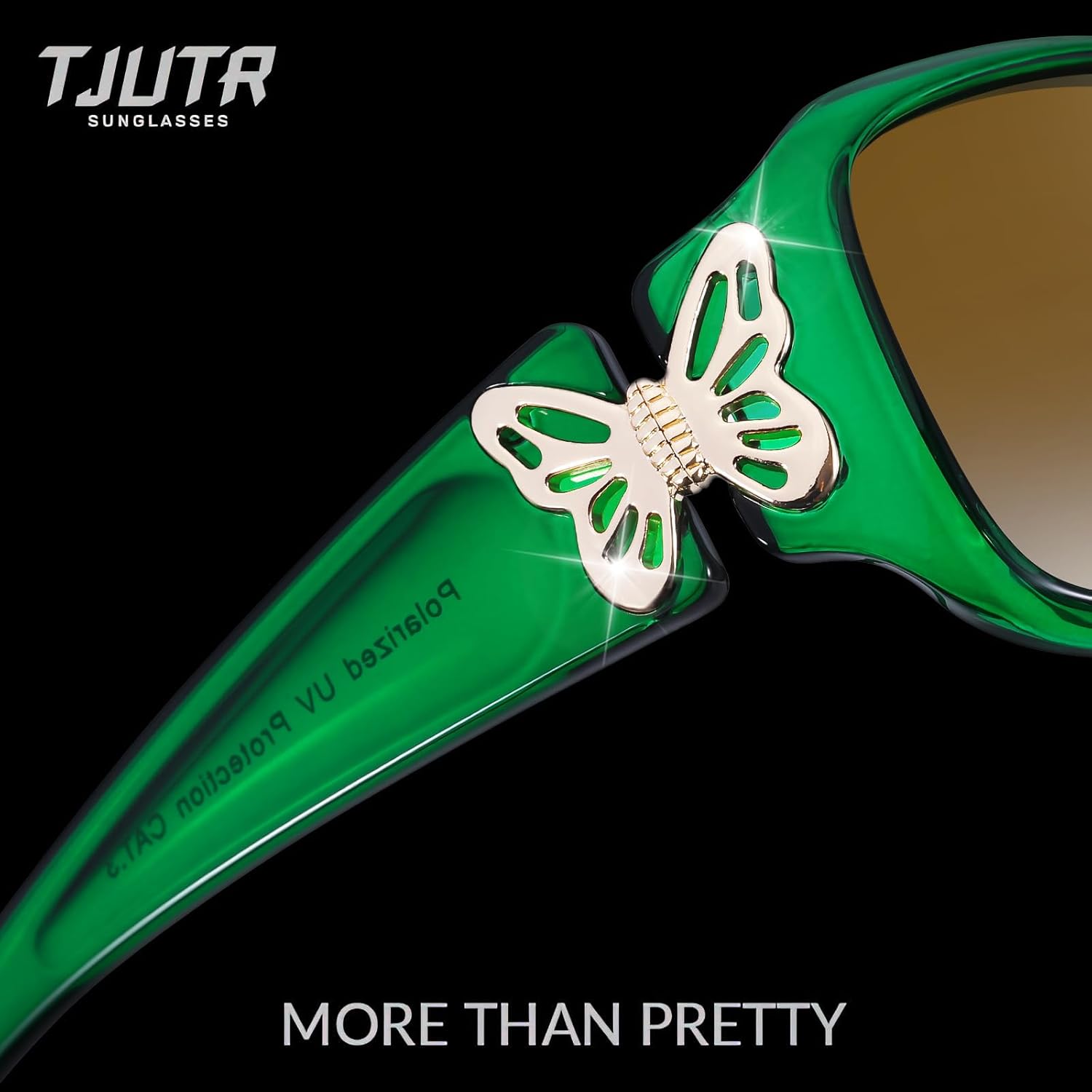 TJUTR Polarized Sunglasses for Women with Wrap Around Butterfly Design, Trendy Jackie-O Style for UV400 Protection - Image 2