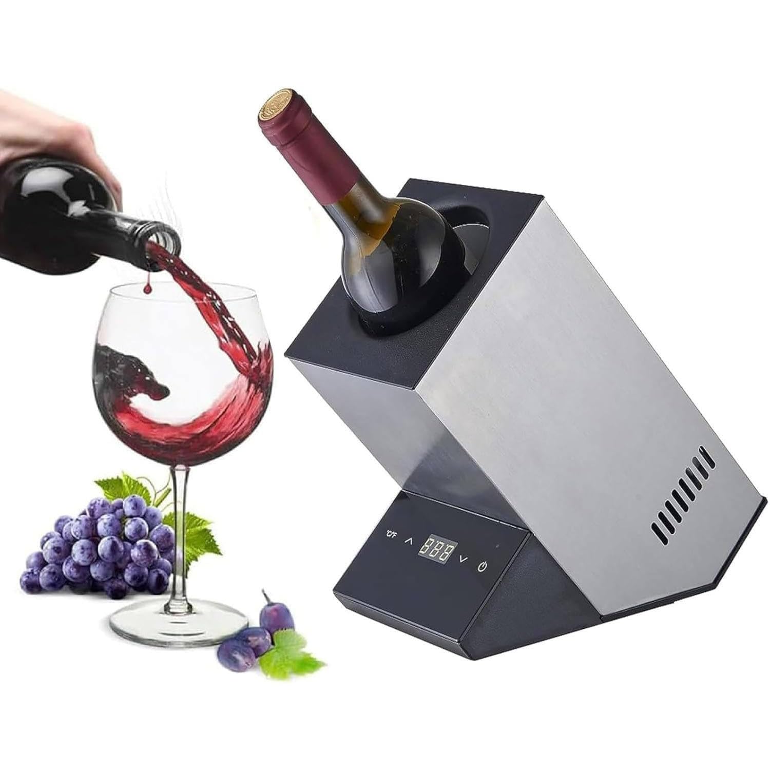 Enfriador de vino eléctrico de acero inoxidable que mantiene tus botellas frías 24 horas sin hielo