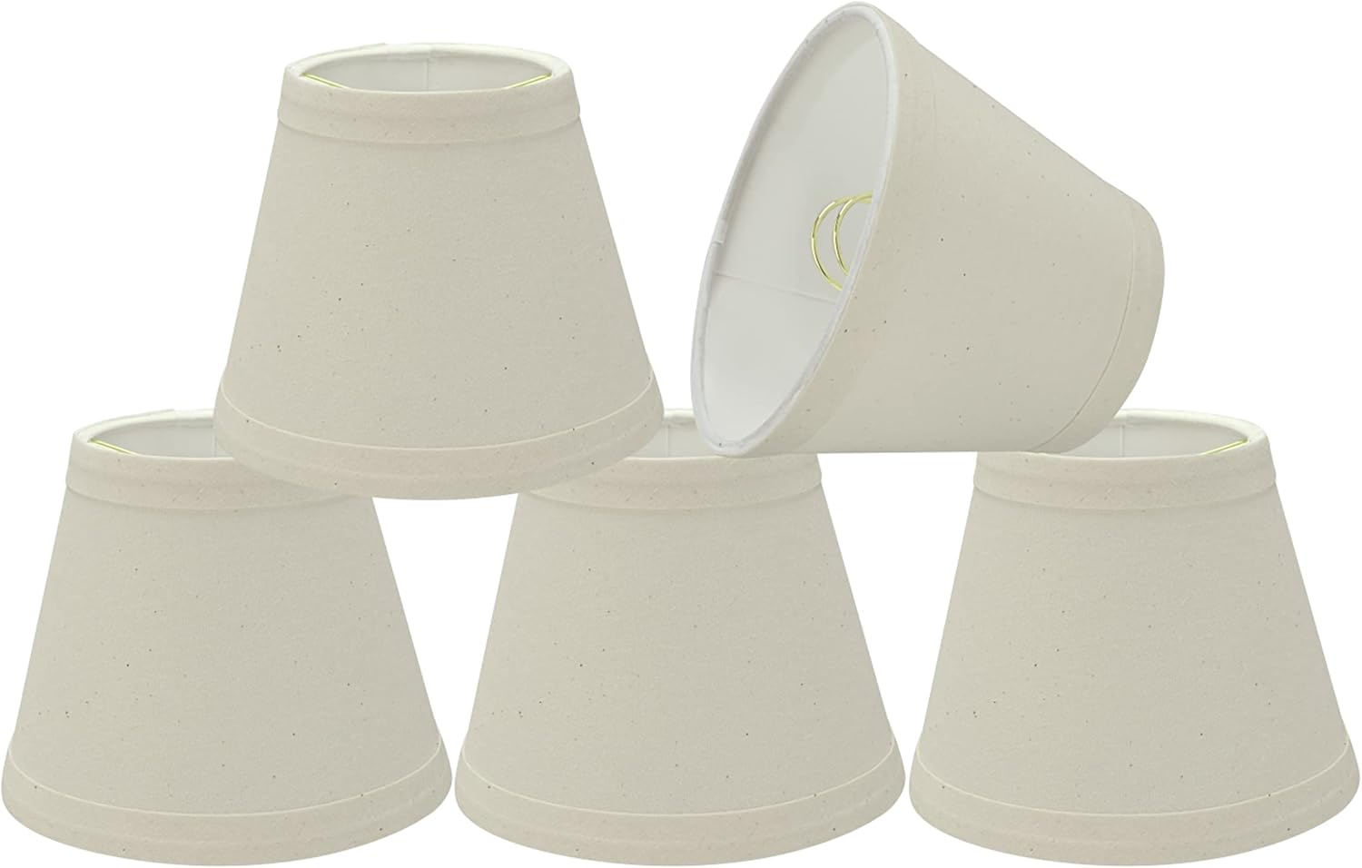Aspen Creative 32067-5A, Hardback Empire Clip-On Chandelier Lamp Shade, Off-White, 3" Top x 5" Bottom x 4" Slant Height, Set of 5