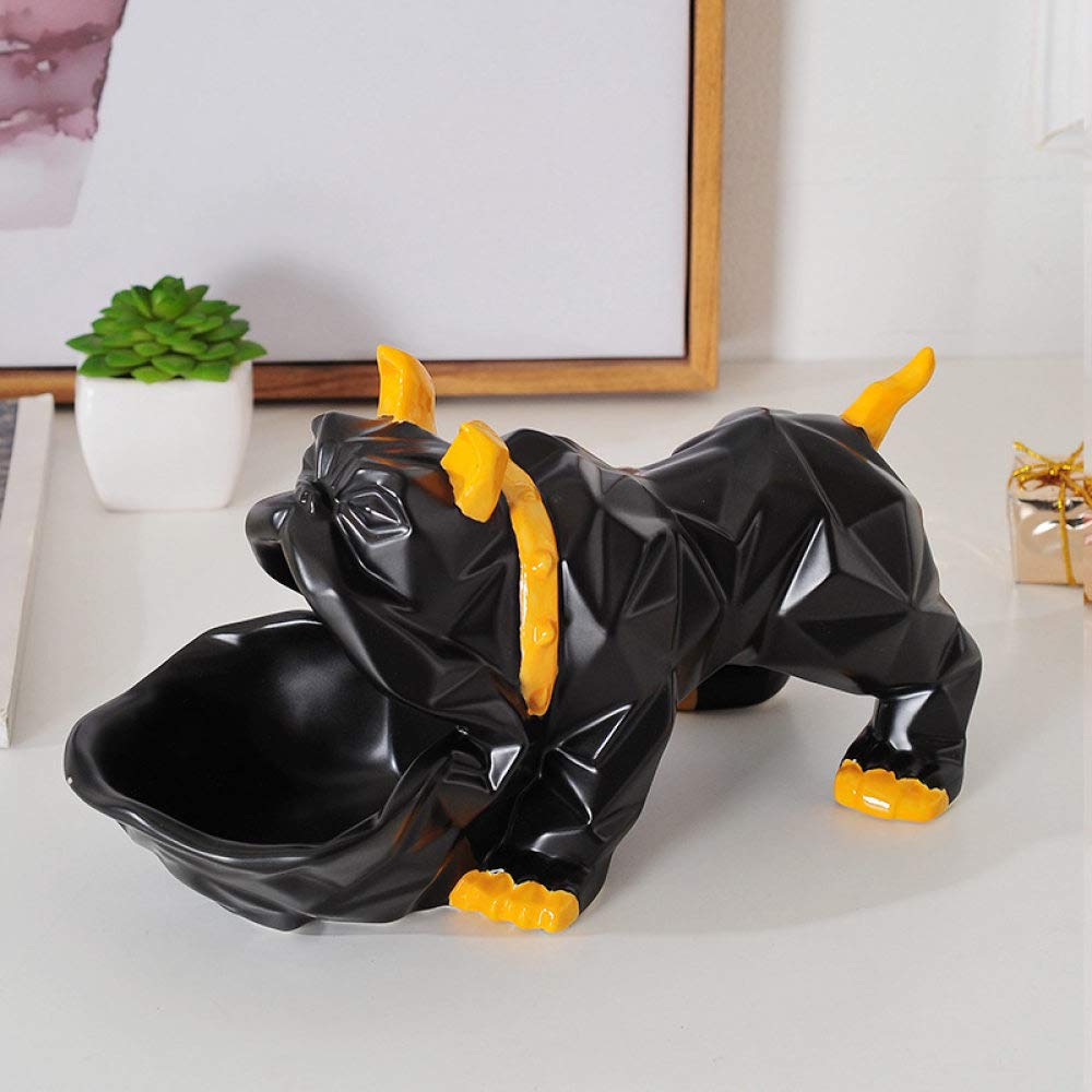 Statue bulldog en céramique noire pour décorer votre salon étagère ou tableau de bord de voiture