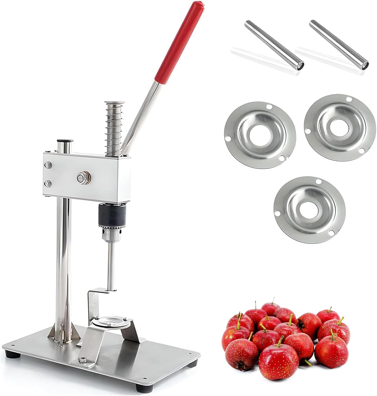 Eiwitany Red Manual Stainless Steel Fruit Pitter With Replaceable Blades, Handle Hawthorn & Date Core Remover For Cherries And Jujubes