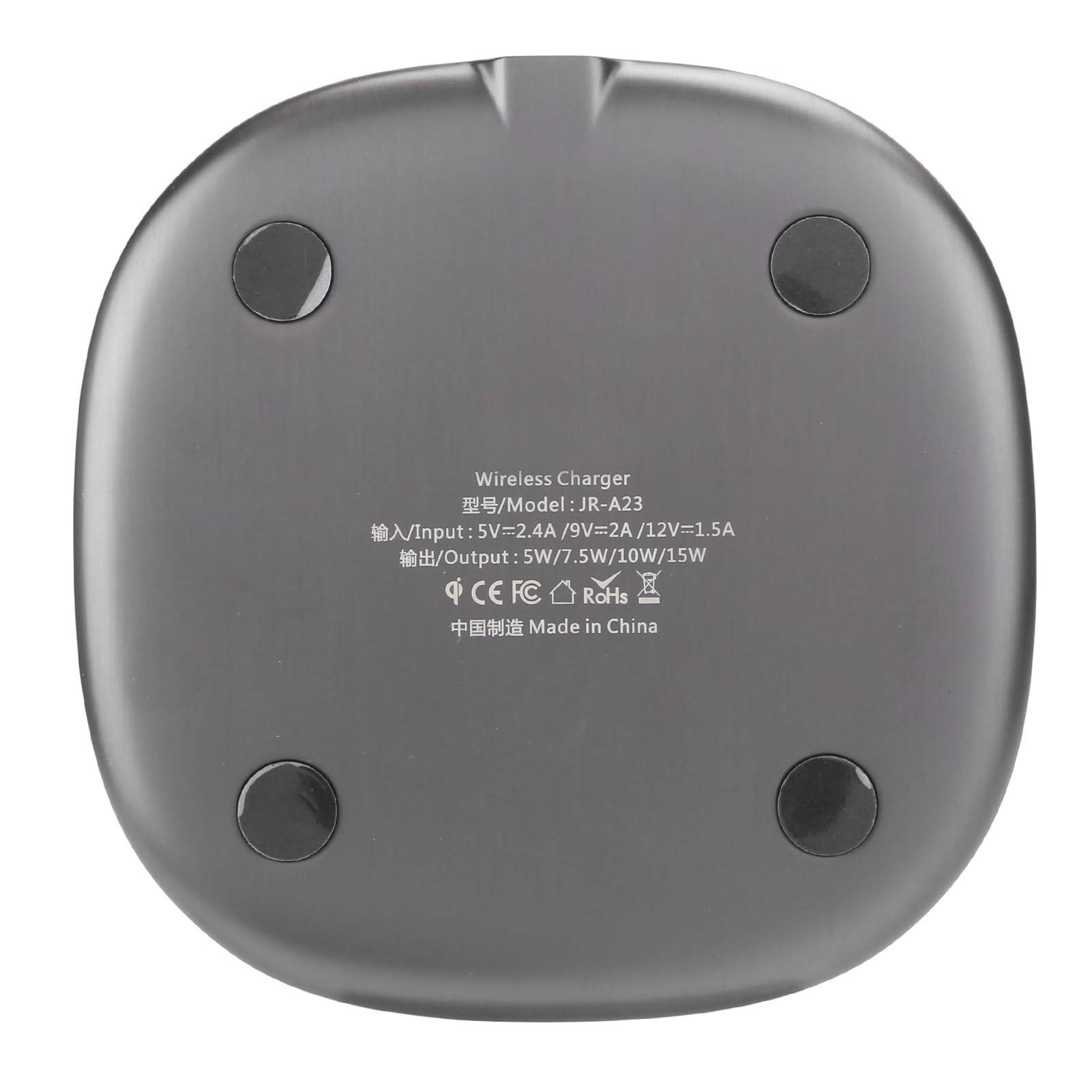 Wakects Caricabatterie Wireless da 15 W, Caricabatterie Rapido Wireless in Lega di Zinco e Vetro, Pad di Ricarica di Tipo C con modalità 5 W 7,5 10 15, Custodia da 2 a 8 Mm per Viaggi in Ufficio a