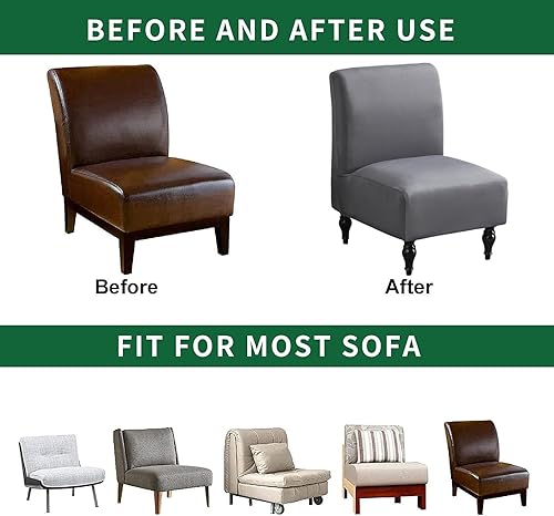 Miniatura 6 de GOSTADY Funda elástica para silla sin brazos, lavable, funda protectora de muebles para silla sin brazos estampada extraíble para sala de estar,