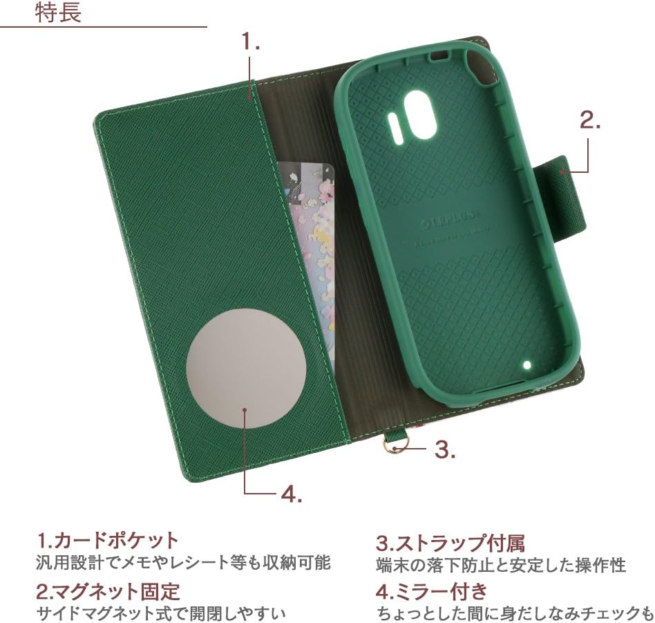 ルプラス(Leplus) Raku-Raku Smartphone me F-03K Fruit Pattern PU Leather Flap Case Fruit Flap Green LP-MF03KLPFD