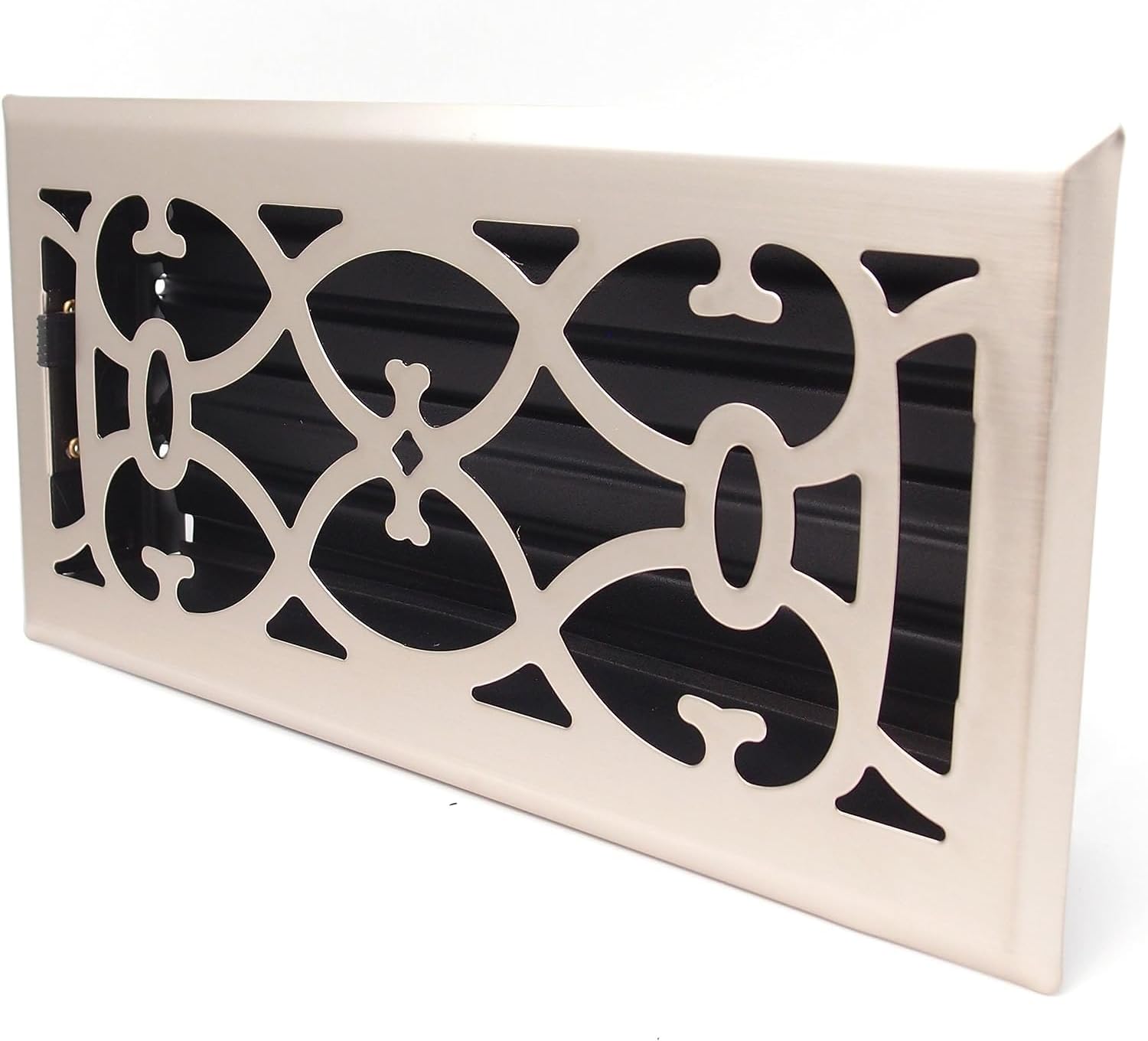 2" X 10" Nickel Victorian Floor Register Grille - Modern Contempo Decorative Grate - HVAC Vent Duct Cover - Brush Nickel