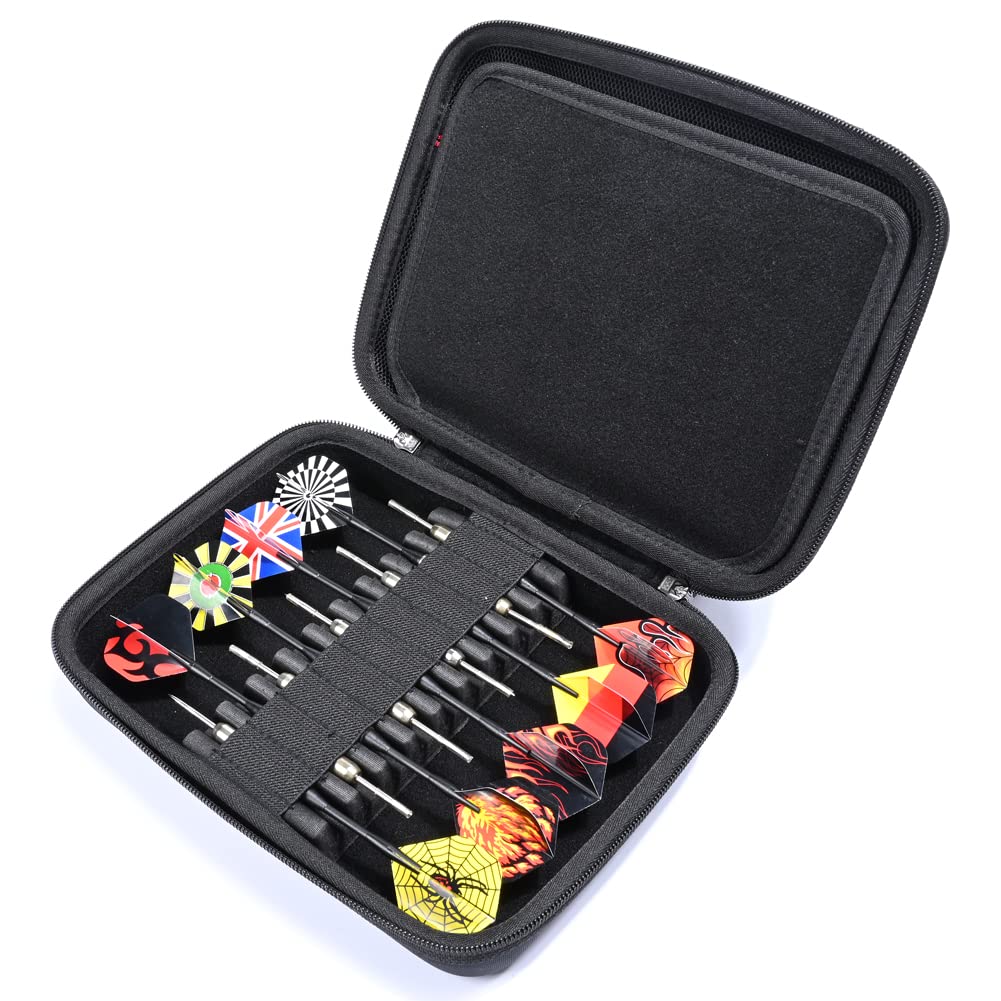 RAIACE Estuche rígido de Almacenamiento para 9 Dardos con Punta de Acero o Punta Blanda, Estuche de Transporte para Dardos con Puntas, Varillas y Plumas. (Solo Estuche) - Negro