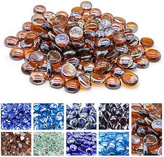 GasSaf 3/4 Inch Glass Fire Rocks Drop Beads for Gas Fire Pit Fireplace, Replaces Existing Gas Logs & Lava Rocks(10 Pound)(Amber Luster)