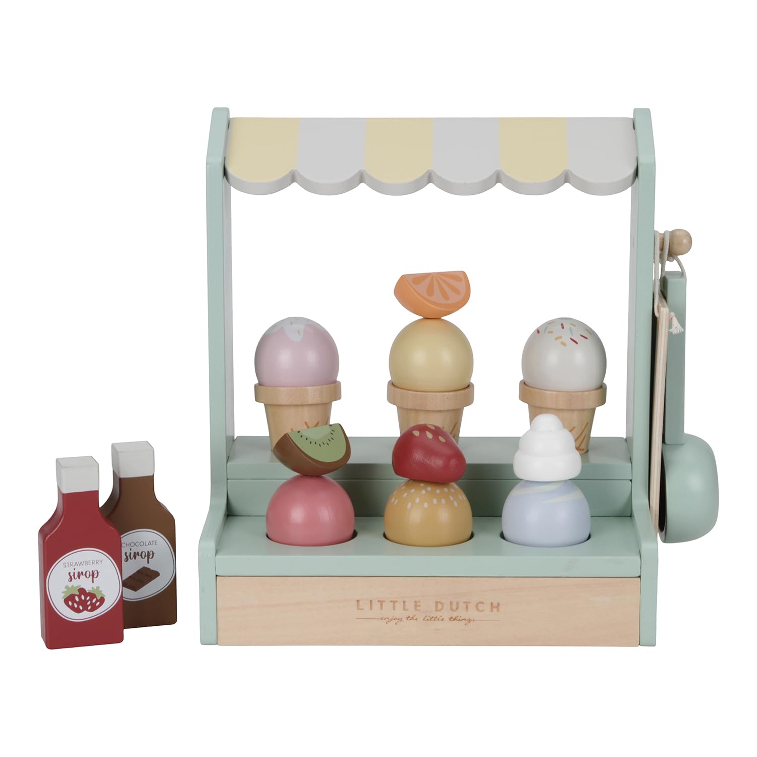 Little Dutch 8024 FSC Wooden Ice Cream Stand 18-Piece Set
