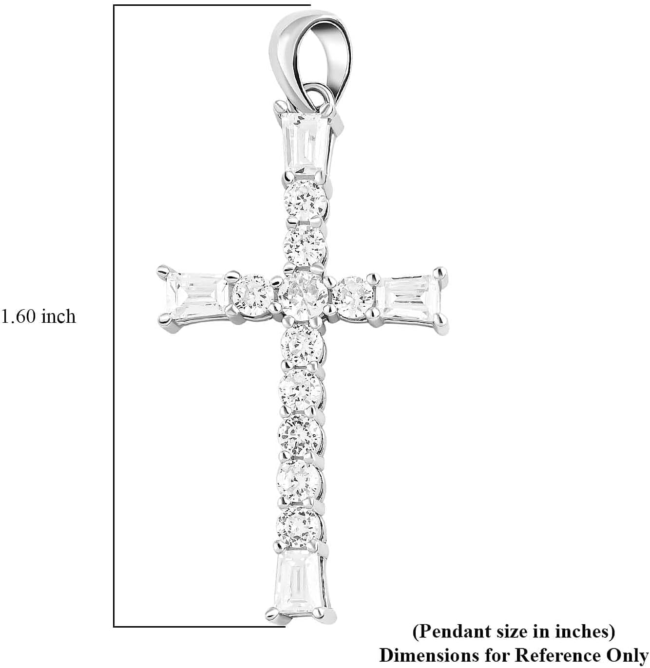 925 Sterling Silver Cross Pendant for Men & Womens - Cubic Zirconia Cross Pendants Silver Cross Jewelry - Cute Catholic Faith Religious Birthday Anniversary Sparkling Statement Gifts for Womens