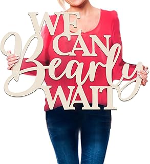 We Can Bearly Wait Sign Baby Shower Decorations, 30 Inch Wooden Banner We Can Bearly Wait Sign for Backdrop Gender Reveal Party Girl Boy Baby Bear Theme Party Decoration