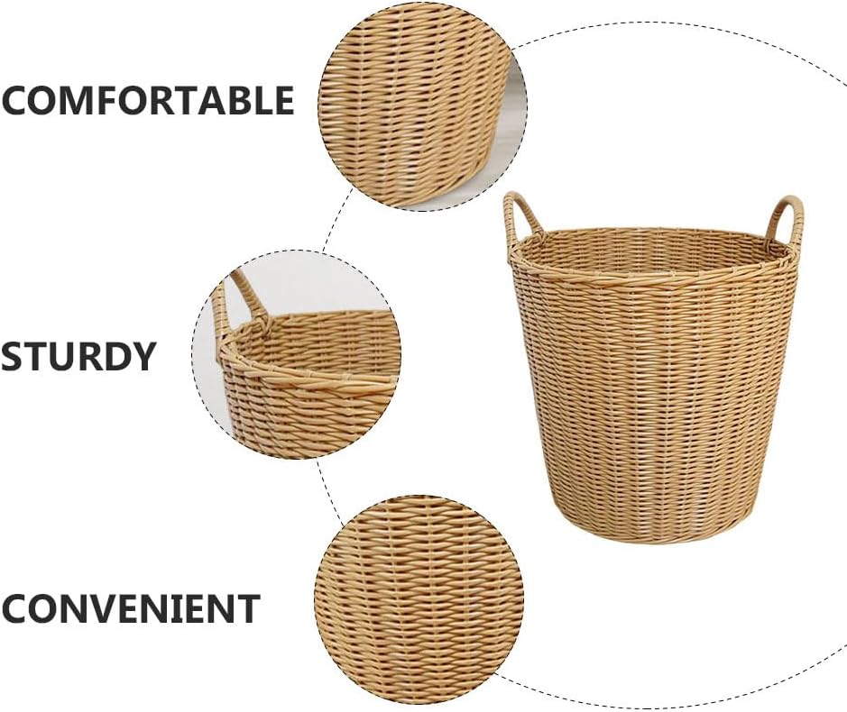 BESTOYARD 1Pc Plastic Woven Laundry Basket, Portable, Foldable, Imitation Rattan, Large Capacity, Ideal for Minimal Spaces