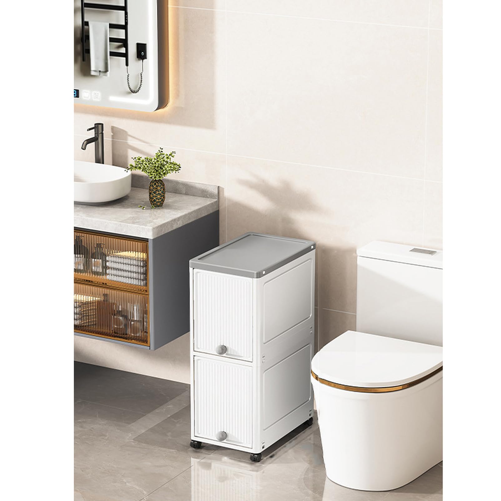 Amazon｜[SDS] 隙間収納 スリム 収納 キッチンチェスト プラスチック