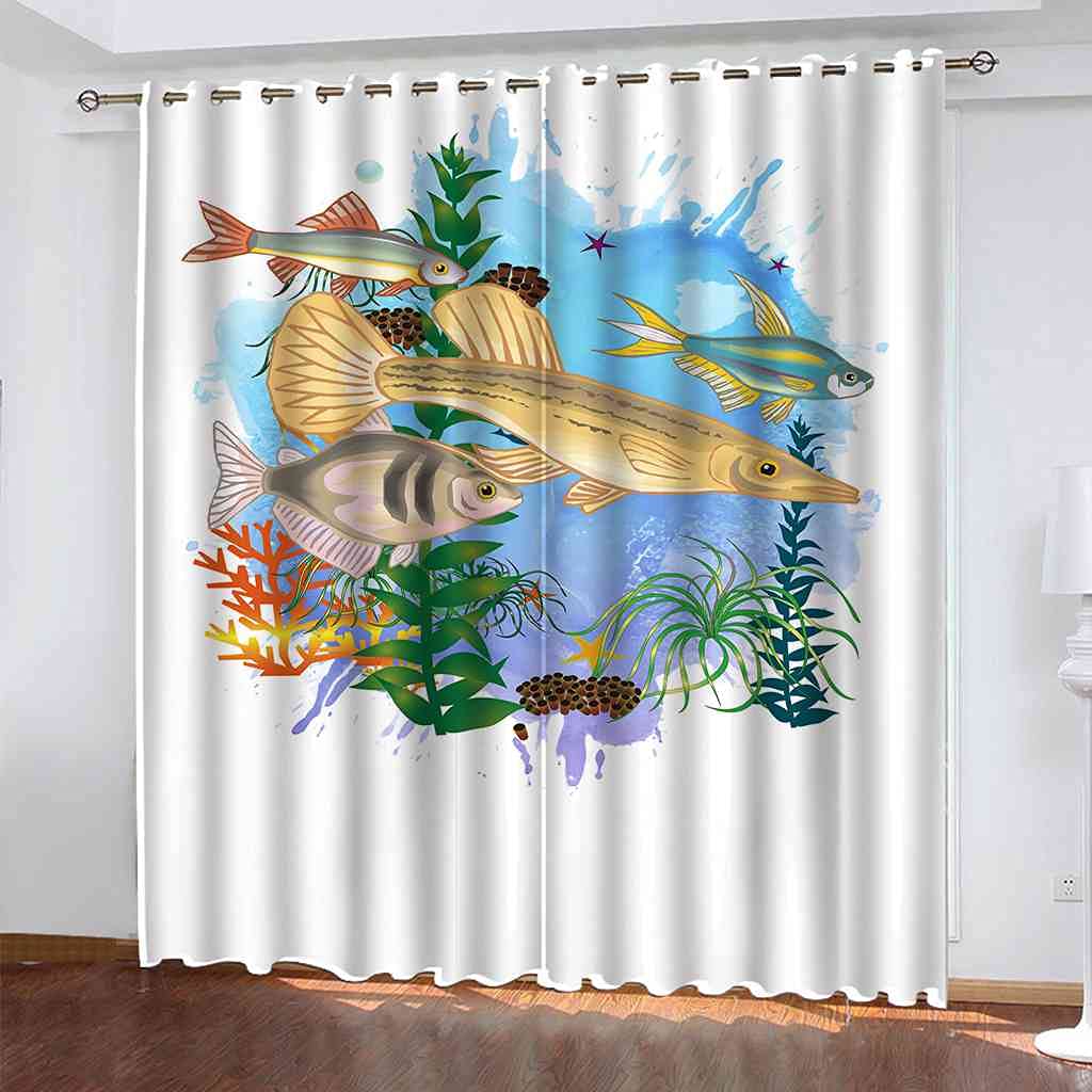 Rideaux occultants thermiques poisson de corail pour isolation salon