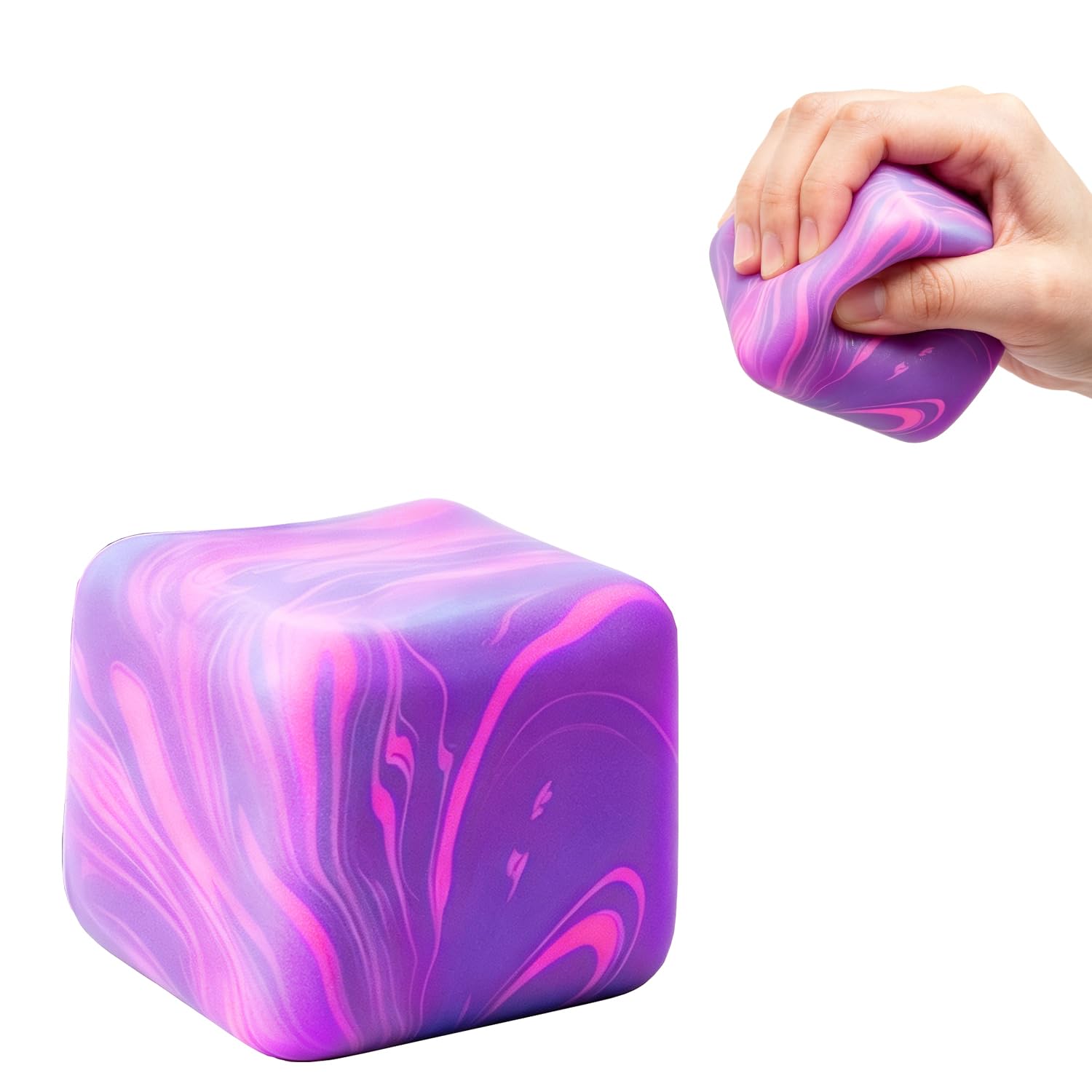 Cube Squeeze Toys Purple,5.5cm Marble Squeeze Ball for Teens and Adults Anxiety Relief