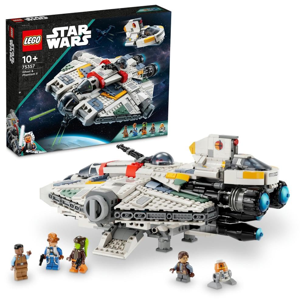 75357 Star Wars Ghost & Phantom II Set Featuring 2 Brick-Built Ahsoka Vehicles, Buildable Starship Toys for Kids, Boys, Girls With 5 Characters including Jacen Syndulla and a Chopper Droid Figure