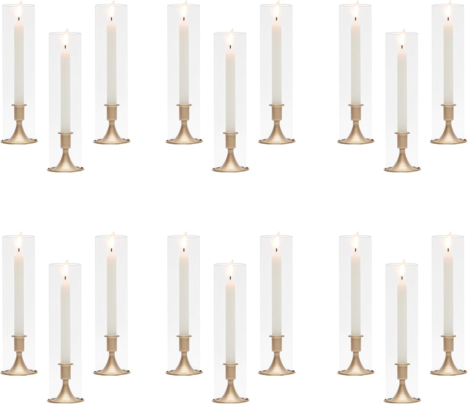 Hurricane Glass Candle Holders, Gold Candlestick Holders 18 Pcs