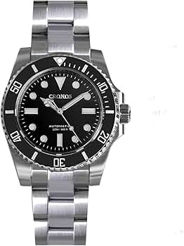 クロノス　【BLACK×BLUE】 Cronos Sub Diver Men Watch No Date NH35 Sapphire Crystal