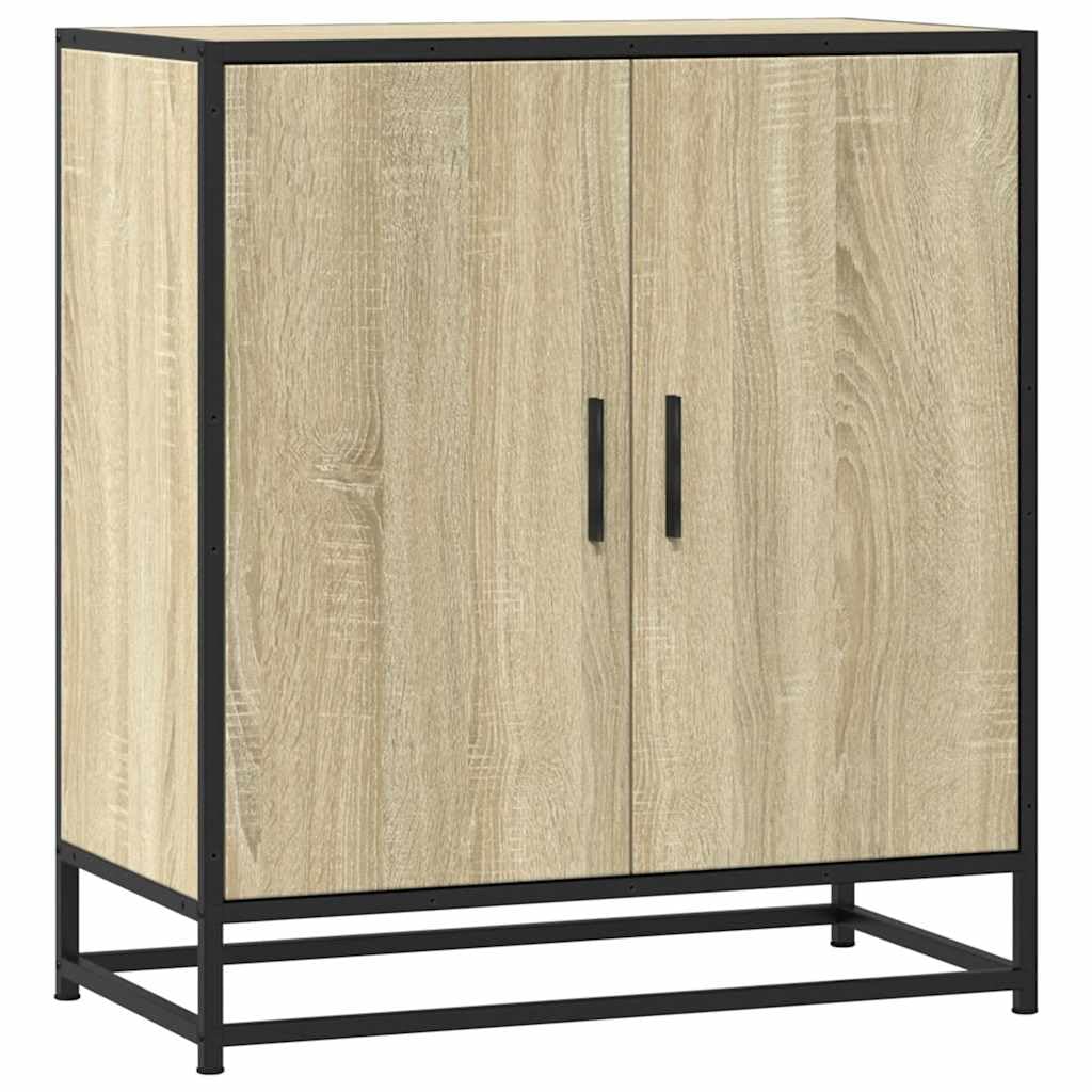 Générique Sonoma Dąb Buffet 68x35x76 cm Drewno inżynieryjne Metal | 3 półki do przechowywania, szafka do jadalni, praktyczne uchwyty, stabilne metalowe nóżki
