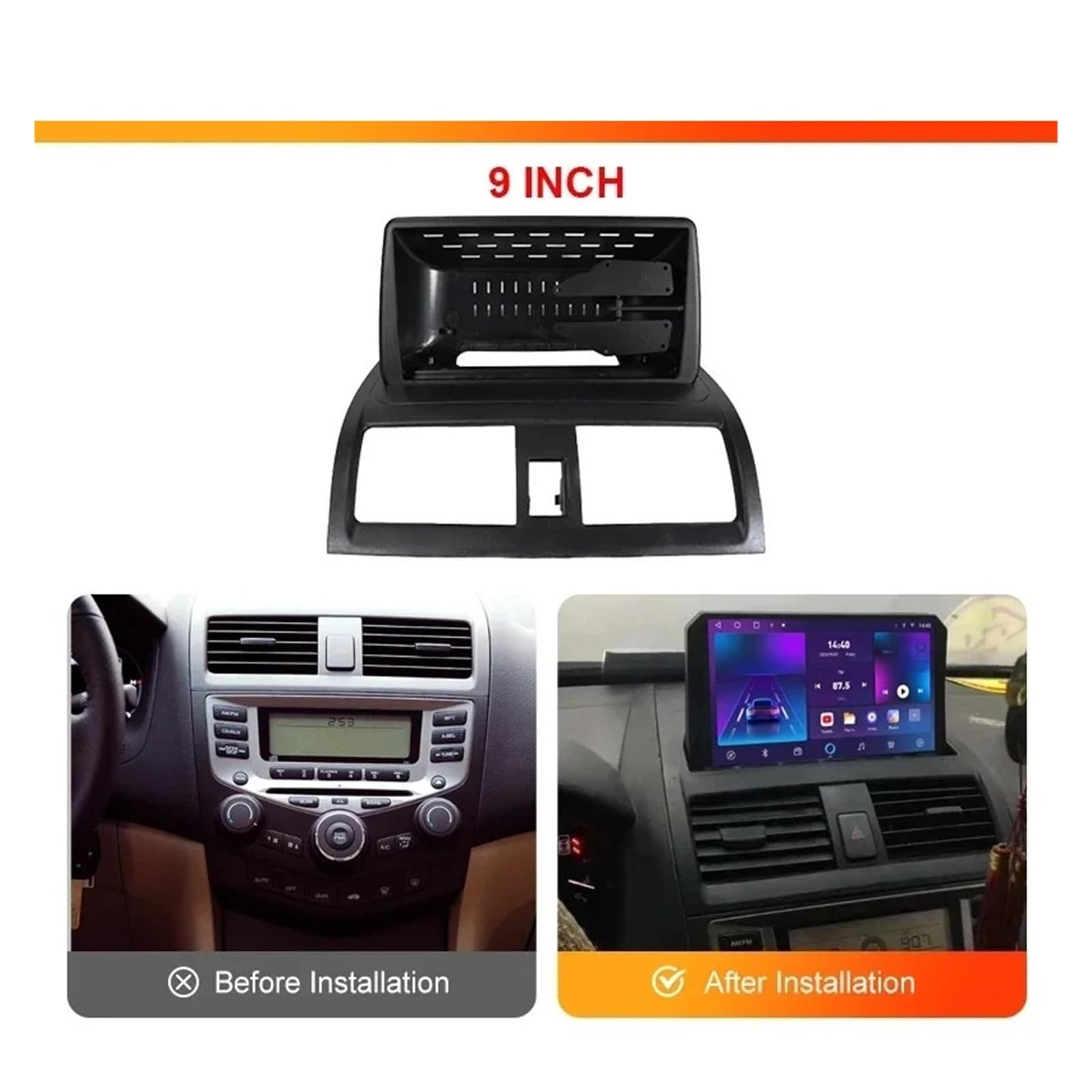 Mascherina Autoradio Cornice Stereo 9/10 Pollici 2 DIN per Accord 7TH (LHD/RHD) 2004 2005 2006 2007 Car Dvd Frame Audio Dash Trim Kit Facia Pannello Radio Schermo Lettore