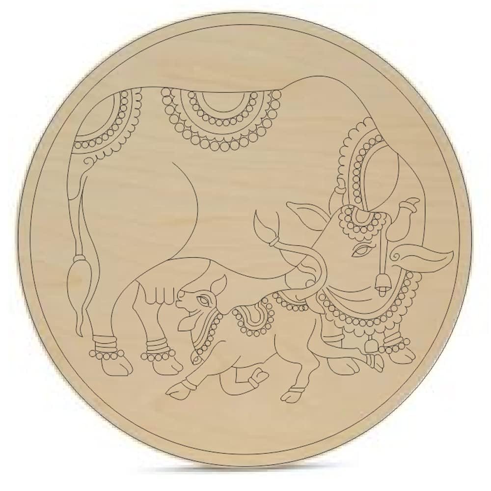 Star Shree Shyam cow baby cutout 1 pic Marked Wooden MDF Boards Art and Craft Painting Cutout DIY Work Work Home, Decor Artistic (10 * 10 Inch)-image-34