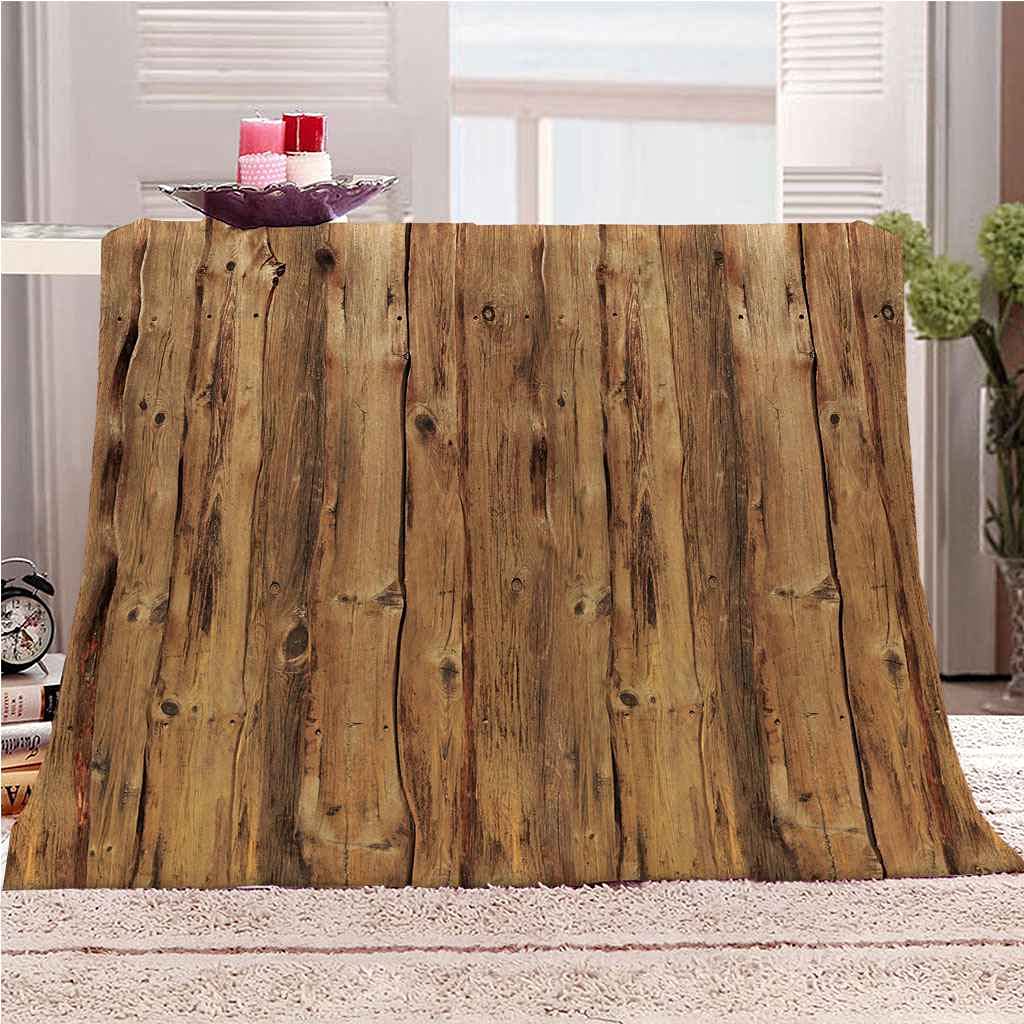 Couverture flanelle haut de gamme à impression 3D grain de bois et finitions soignées