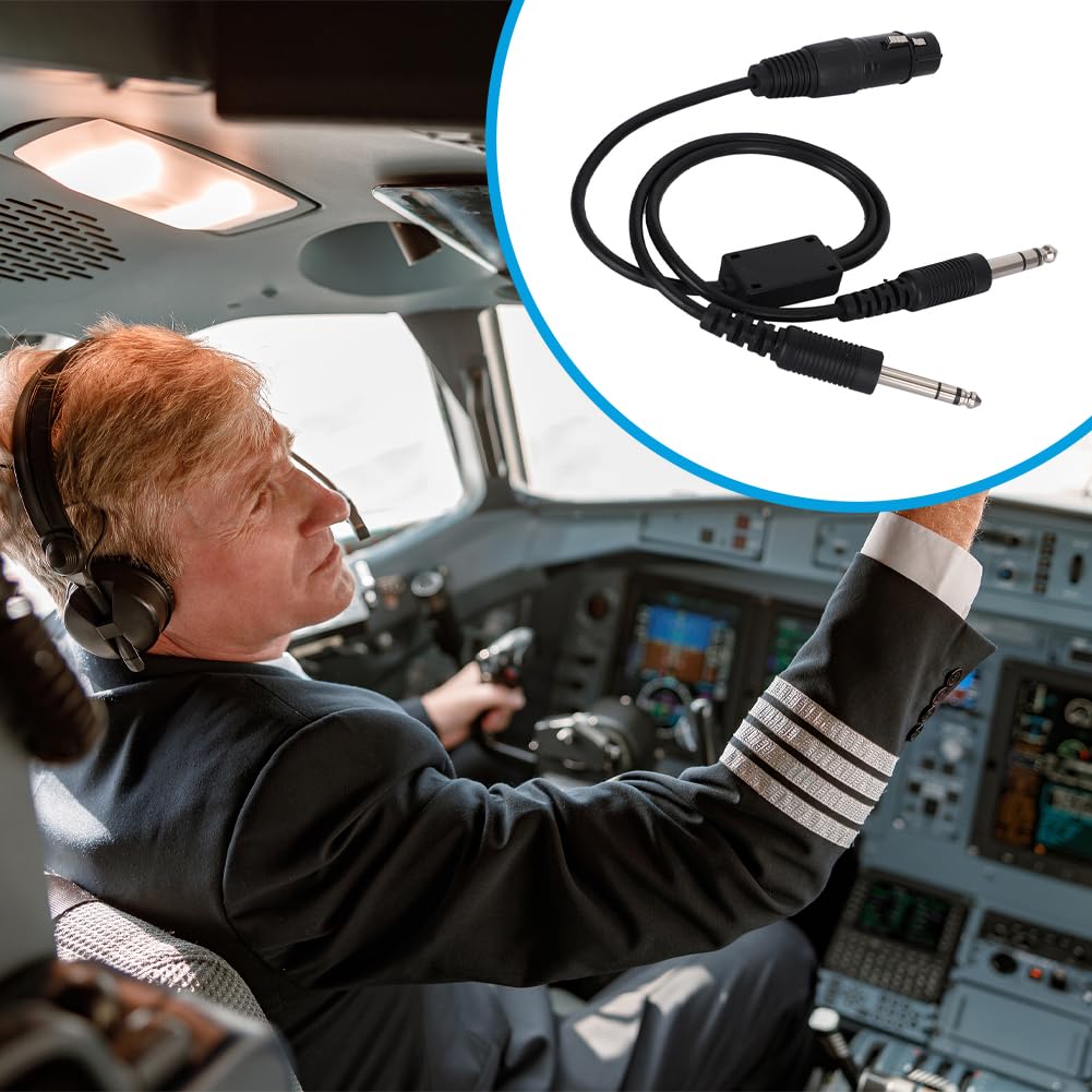 Joyzan Adattatore Per Cuffia Aviazione, Cavo Adattatori Cuffie Aeronautiche | Audio Aerei U 174 Aeronautica Portatile Elicotteri a Doppio Spinotto Generale XLR a GA Doppia Spina 5 Pin Plug And Play