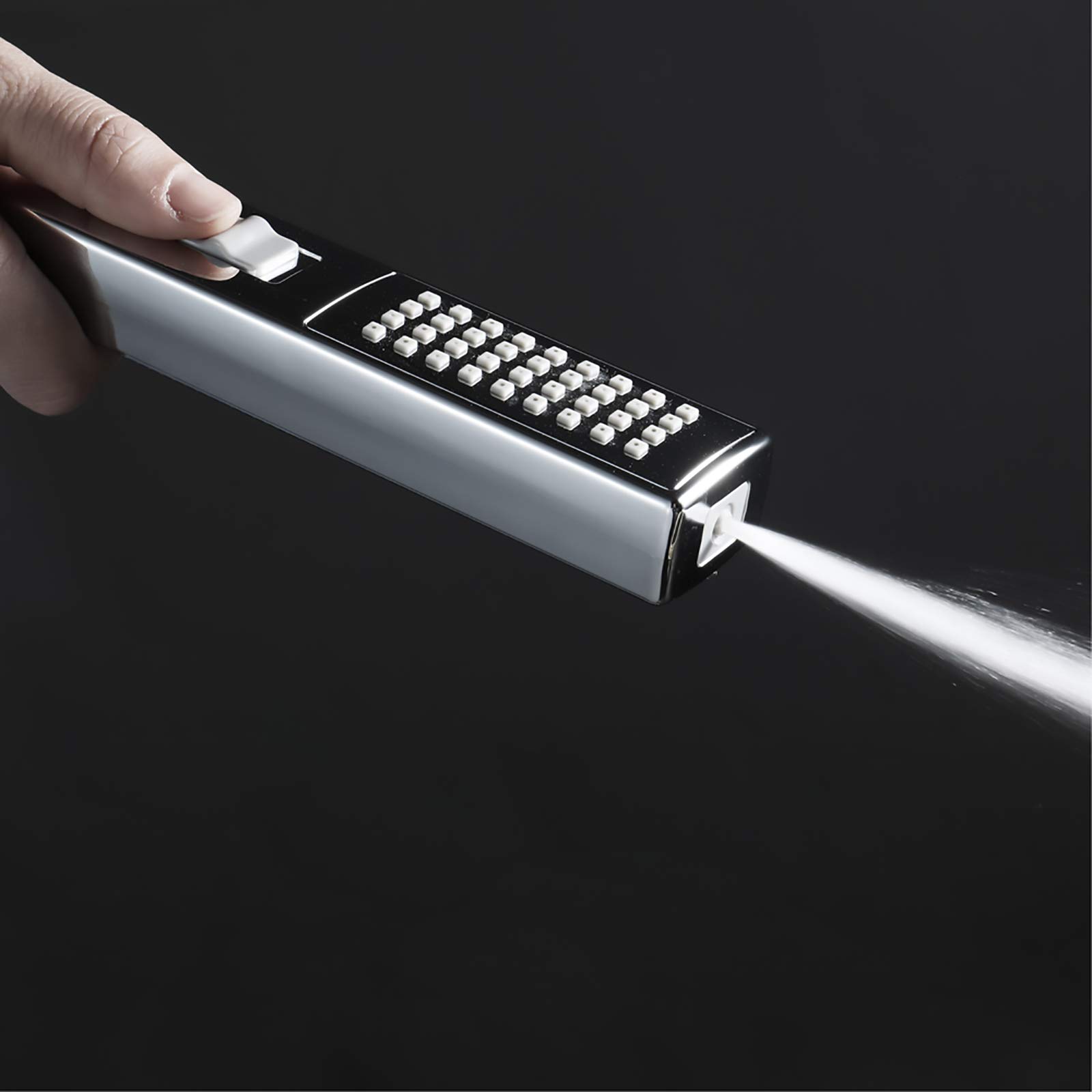 HMTE Set soffione Doccia a Mano Soffione Doccia Quadrato in ABS Soffione Doccia a Mano a Risparmio idrico 2 funzioni Soffione Doccia a Pioggia con Tubo Flessibile e Supporto,Nero (Cromo)