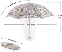 Vista 6 de Honeystore Sombrilla bordada con flor 3D plegable UV con encaje clásico